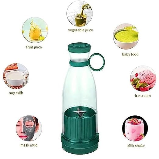 Shrevi Rechargeable Portable Electric Mini USB Juicer Bottle Blender Grinder with Stainless Steel Blades Wireless portable Juicer Blender for Making Juice Smoothie of fruit for Home Multicolour