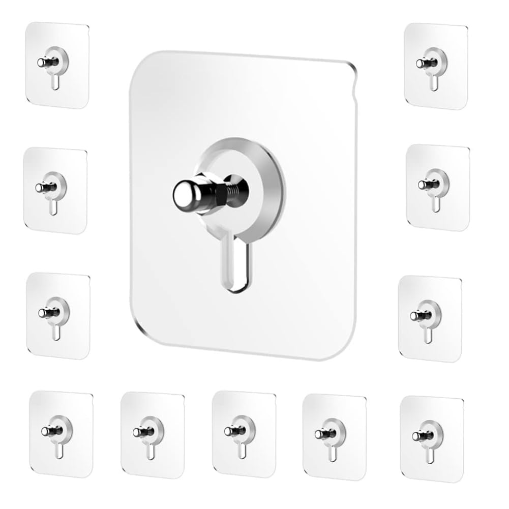 Zulaxy Photo Frame Hooks for Wall Without Drilling, 10 Pack Self Adhesive Hooks for Wall Heavy Duty Strong Nail Free for Hanging Photo Frame (Hanging Hook, Transparent) Stainless Steel