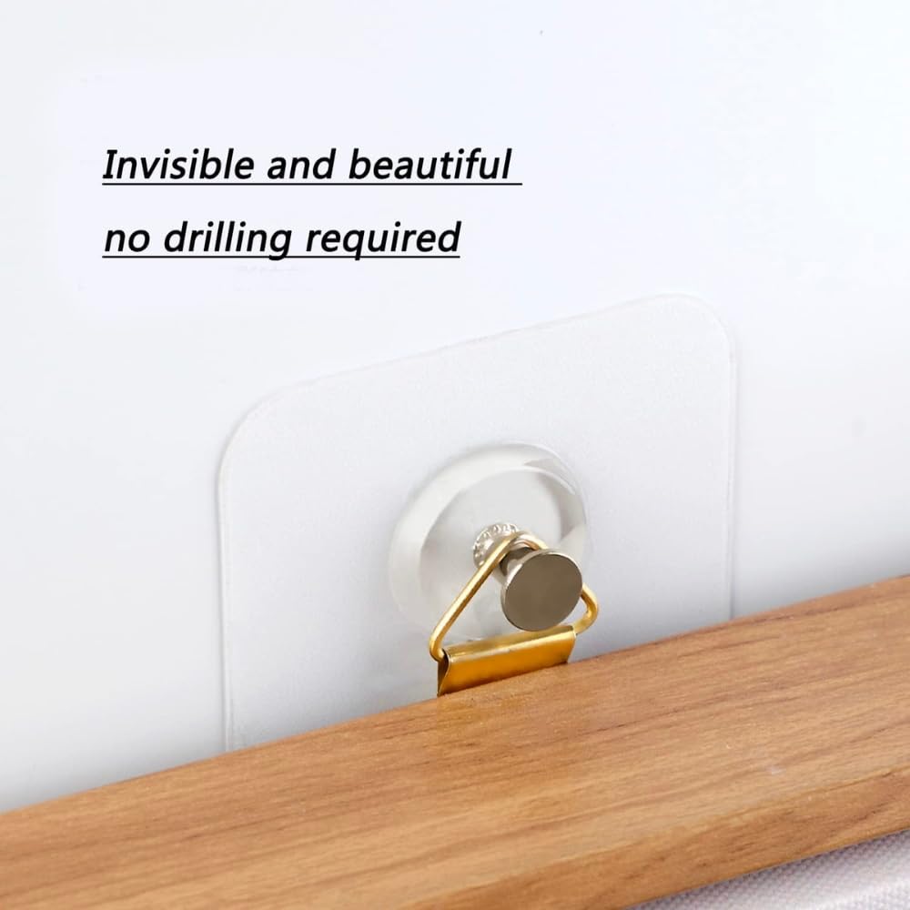 Zulaxy Photo Frame Hooks for Wall Without Drilling, 10 Pack Self Adhesive Hooks for Wall Heavy Duty Strong Nail Free for Hanging Photo Frame (Hanging Hook, Transparent) Stainless Steel