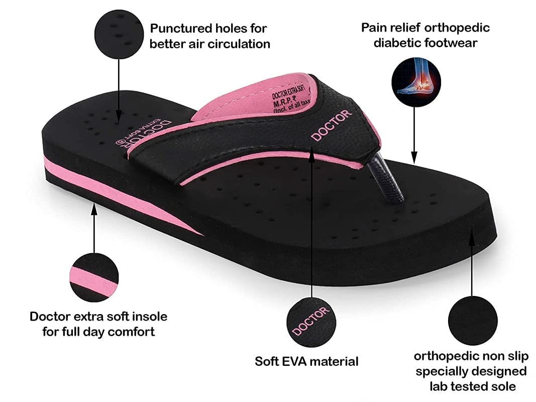 DOCTOR EXTRA SOFT Ortho Care Diabetic Orthopedic Pregnancy Flat Super Comfort Dr Flipflops and House Slippers For Women's & Girl's D-18