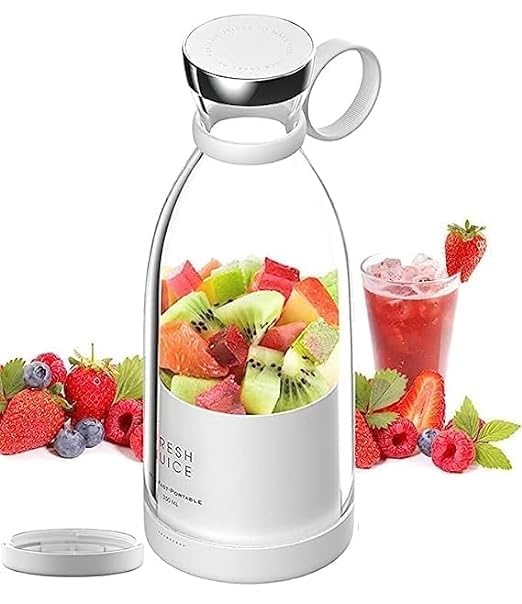 Shrevi Rechargeable Portable Electric Mini USB Juicer Bottle Blender Grinder with Stainless Steel Blades Wireless portable Juicer Blender for Making Juice Smoothie of fruit for Home Multicolour