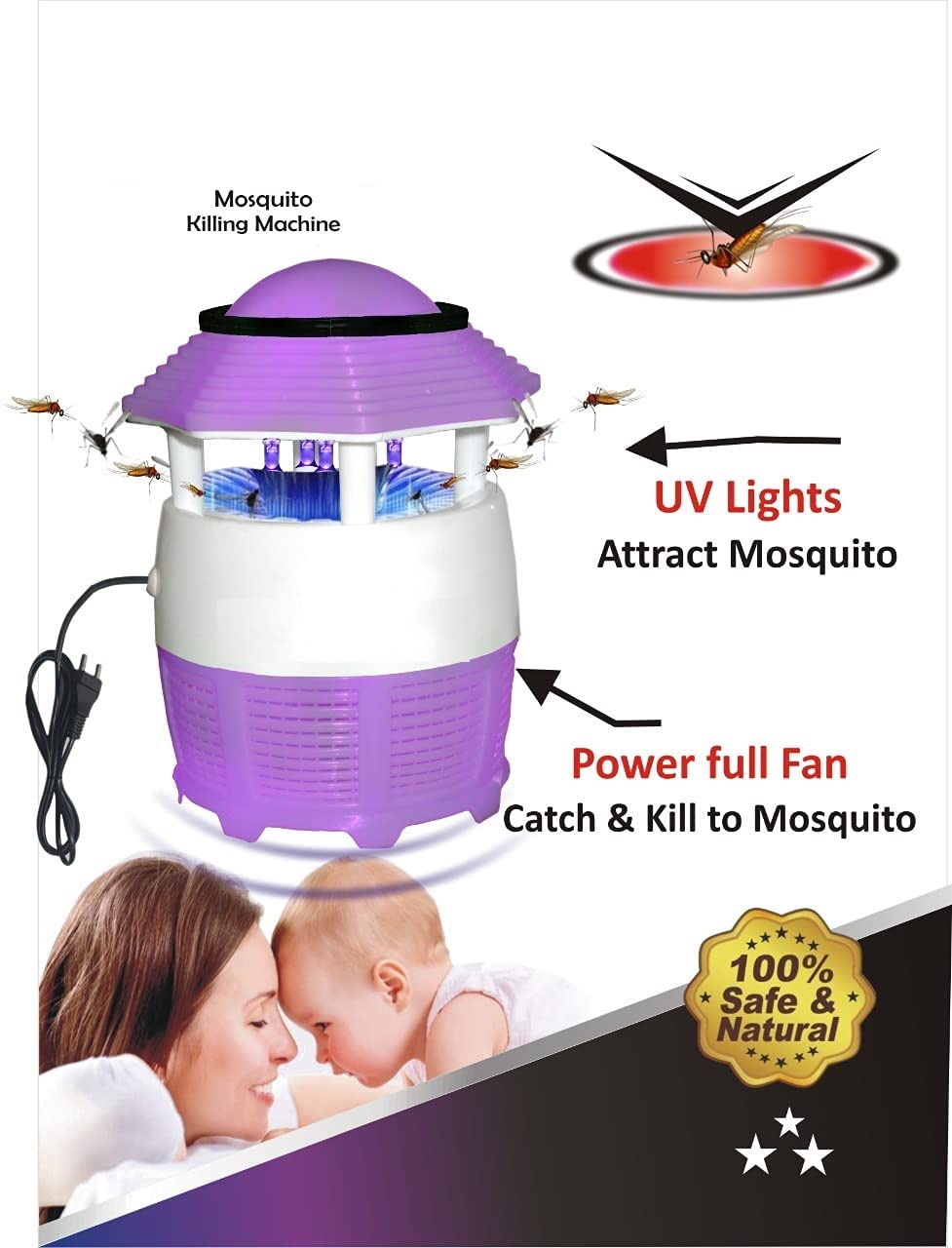Freshwind safeway UV LED Mosquito Trap Machine Eco Friendly Electronic LED, Anti Mosquito Killer Trap Lamp, Theory Screen Protector Home and Outdoor Insect Killer Machine - Multicolour