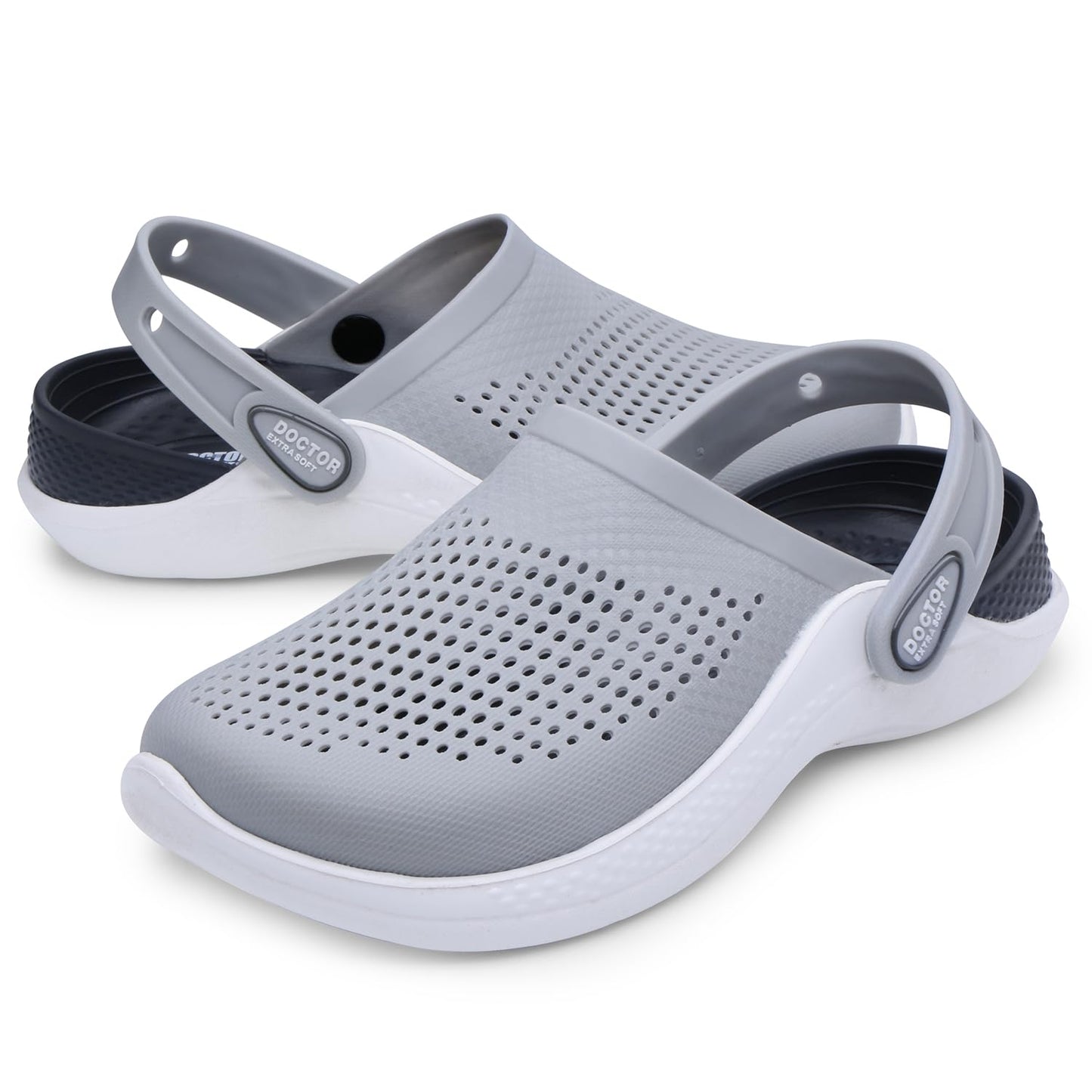 DOCTOR EXTRA SOFT Men's Classic Casual Sports Clogs/Sandals with Adjustable Back Strap for Adult | Comfortable & LightWeight| Stylish & Anti-Skid| Waterproof & Everyday Use Mules for Gents & Boys D-513