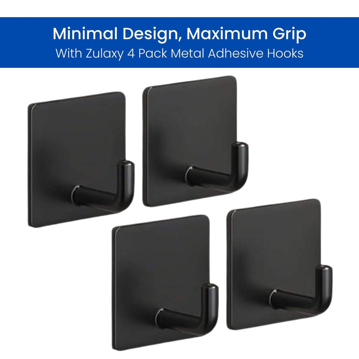 Zulaxy Photo Frame Hooks for Wall Without Drilling, 10 Pack Self Adhesive Hooks for Wall Heavy Duty Strong Nail Free for Hanging Photo Frame (Hanging Hook, Transparent) Stainless Steel