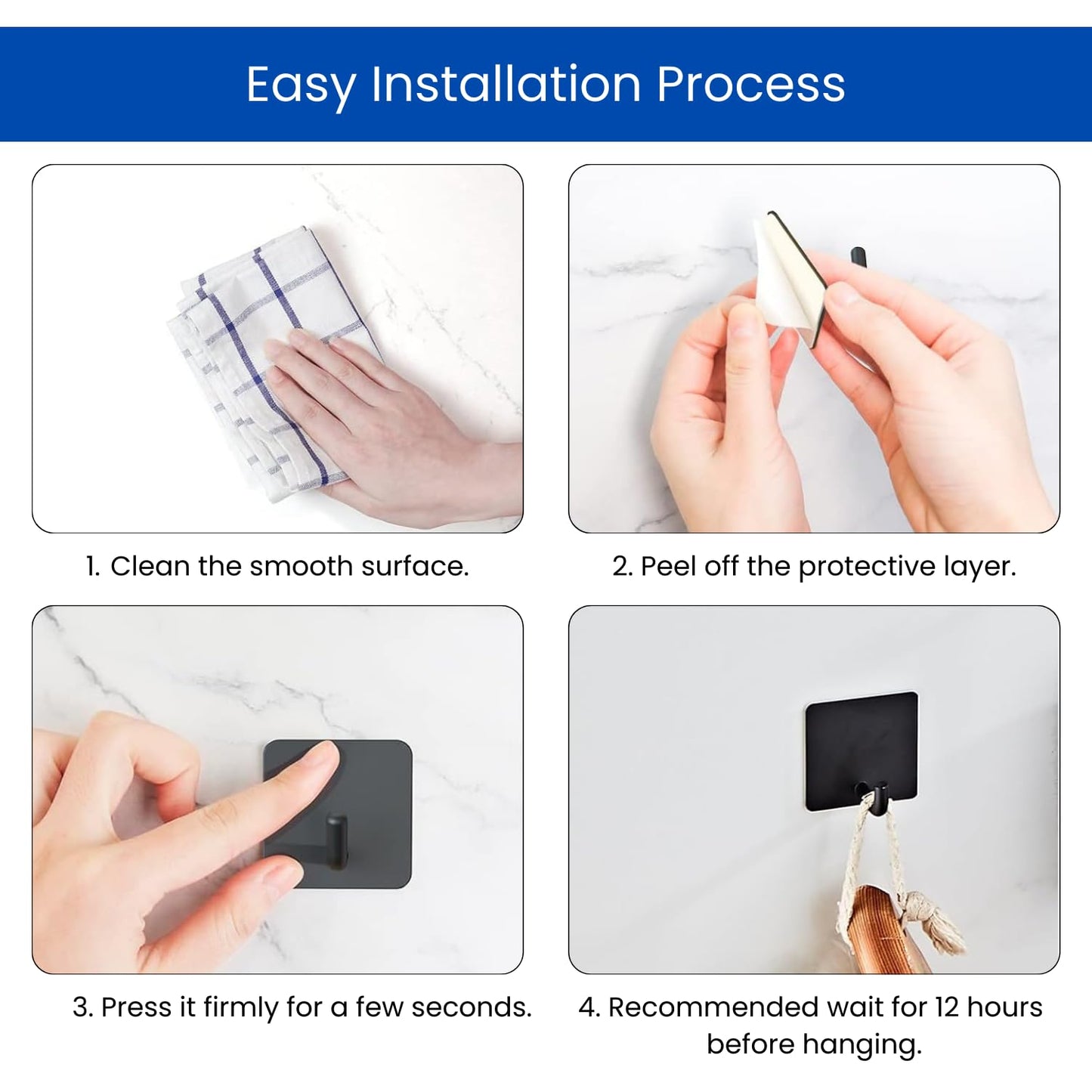 Zulaxy Photo Frame Hooks for Wall Without Drilling, 10 Pack Self Adhesive Hooks for Wall Heavy Duty Strong Nail Free for Hanging Photo Frame (Hanging Hook, Transparent) Stainless Steel