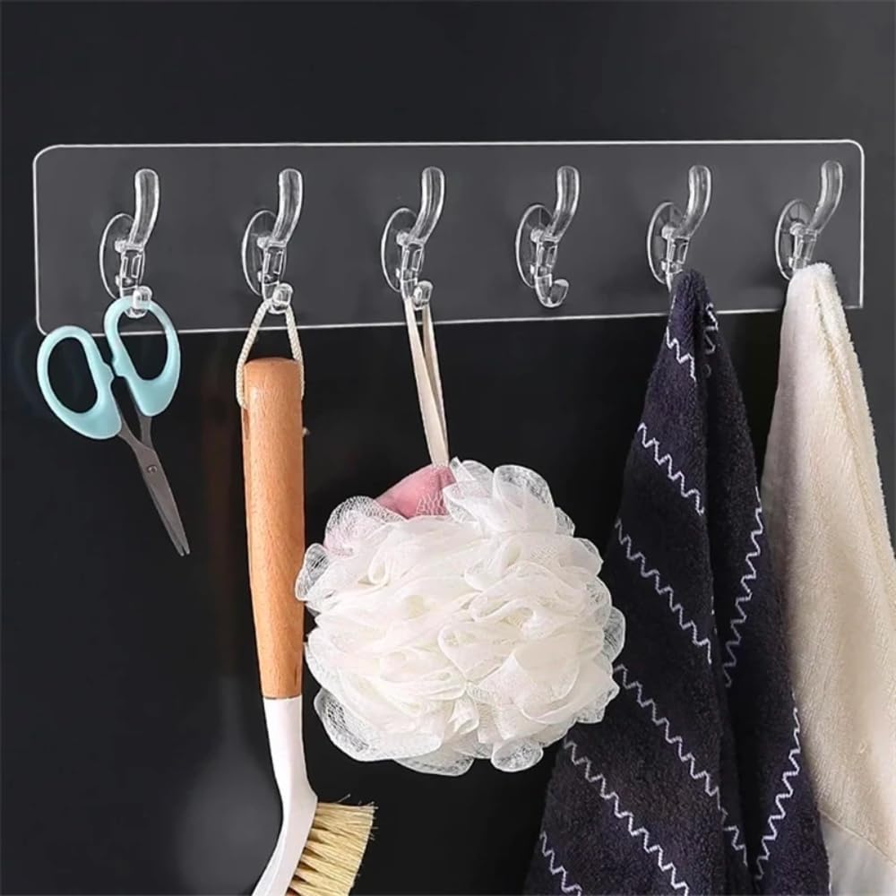 Zulaxy Photo Frame Hooks for Wall Without Drilling, 10 Pack Self Adhesive Hooks for Wall Heavy Duty Strong Nail Free for Hanging Photo Frame (Hanging Hook, Transparent) Stainless Steel