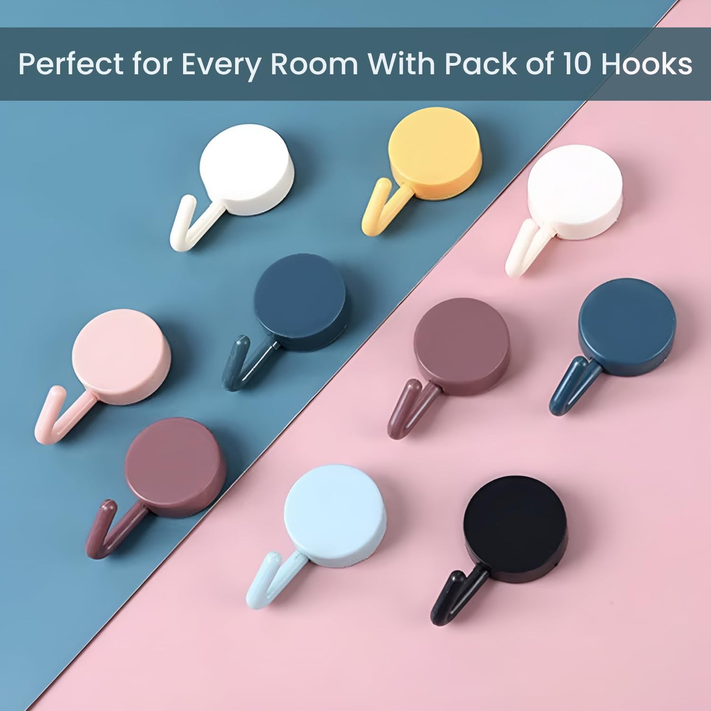 Zulaxy Photo Frame Hooks for Wall Without Drilling, 10 Pack Self Adhesive Hooks for Wall Heavy Duty Strong Nail Free for Hanging Photo Frame (Hanging Hook, Transparent) Stainless Steel