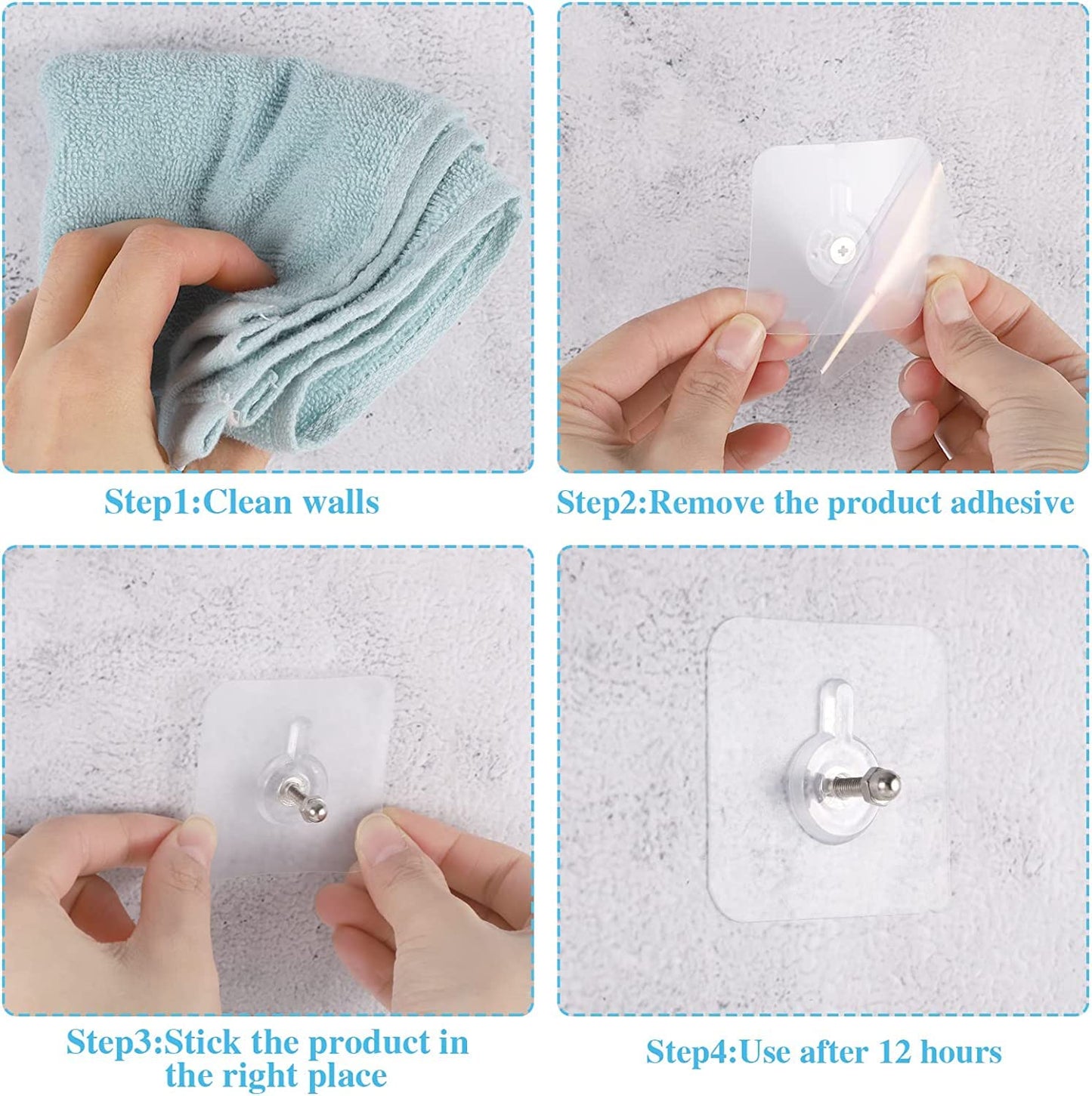 Zulaxy Photo Frame Hooks for Wall Without Drilling, 10 Pack Self Adhesive Hooks for Wall Heavy Duty Strong Nail Free for Hanging Photo Frame (Hanging Hook, Transparent) Stainless Steel