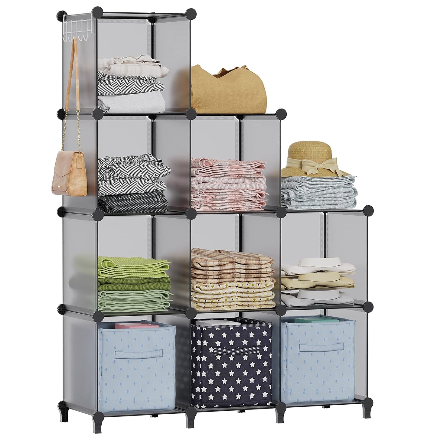 HOMIDEC, 9-Cube Closet Organizers, Portable Storage Shelves For Clothes, Garment Racks, Closet, Wardrobe