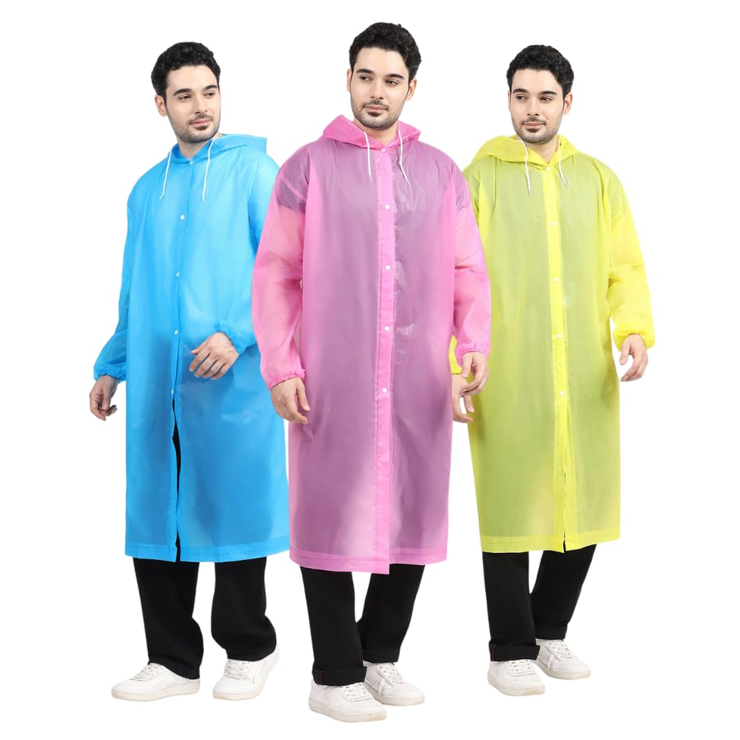 Citizen Eco-Friendly EVA Poncho Raincoat for Men & Women, Lightweight Waterproof Coat with Hood, Adjustable Drawstring, Button Closure & Easy Carry Pouch, Reusable & Durable Outdoor Rainwear