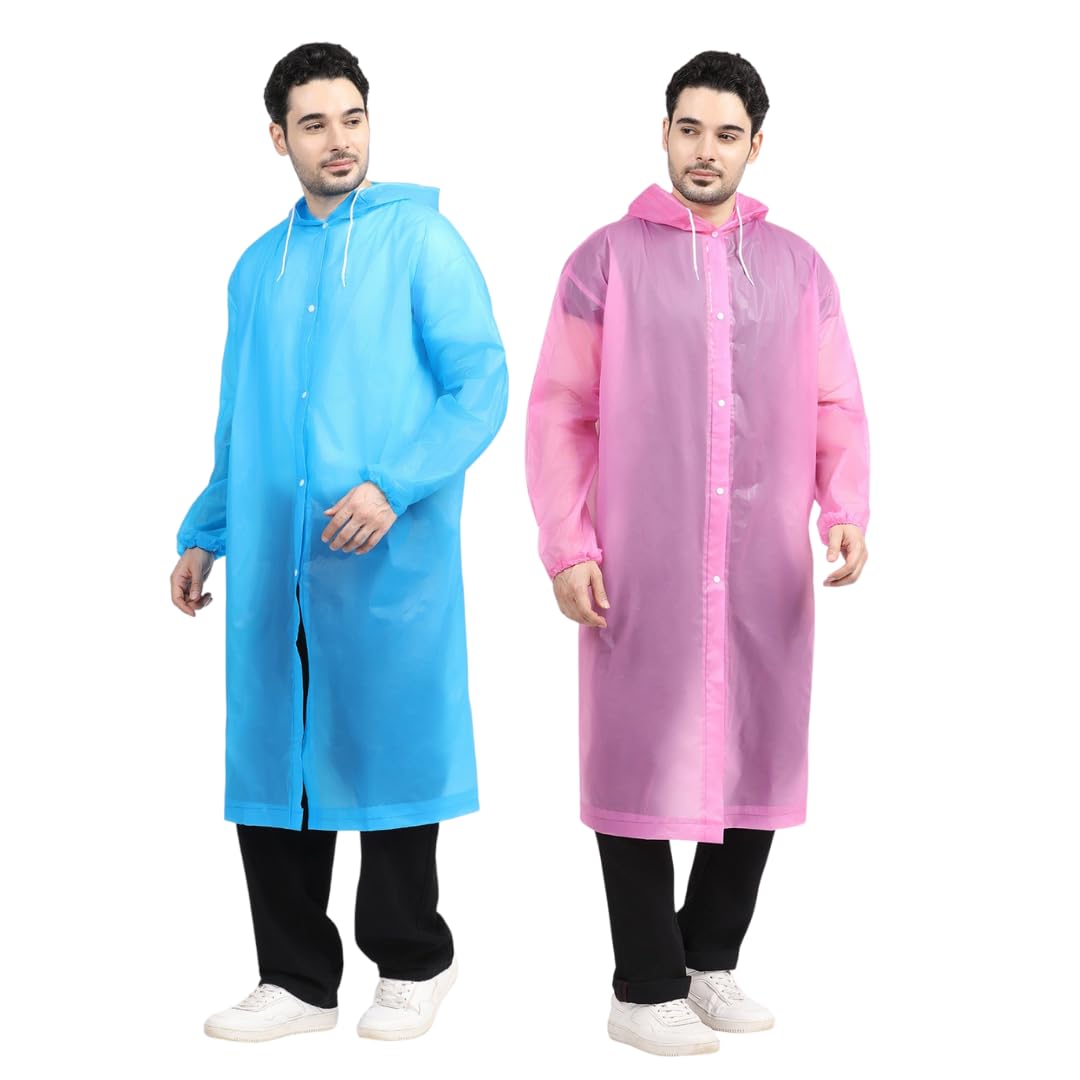 Citizen Eco-Friendly EVA Poncho Raincoat for Men & Women, Lightweight Waterproof Coat with Hood, Adjustable Drawstring, Button Closure & Easy Carry Pouch, Reusable & Durable Outdoor Rainwear