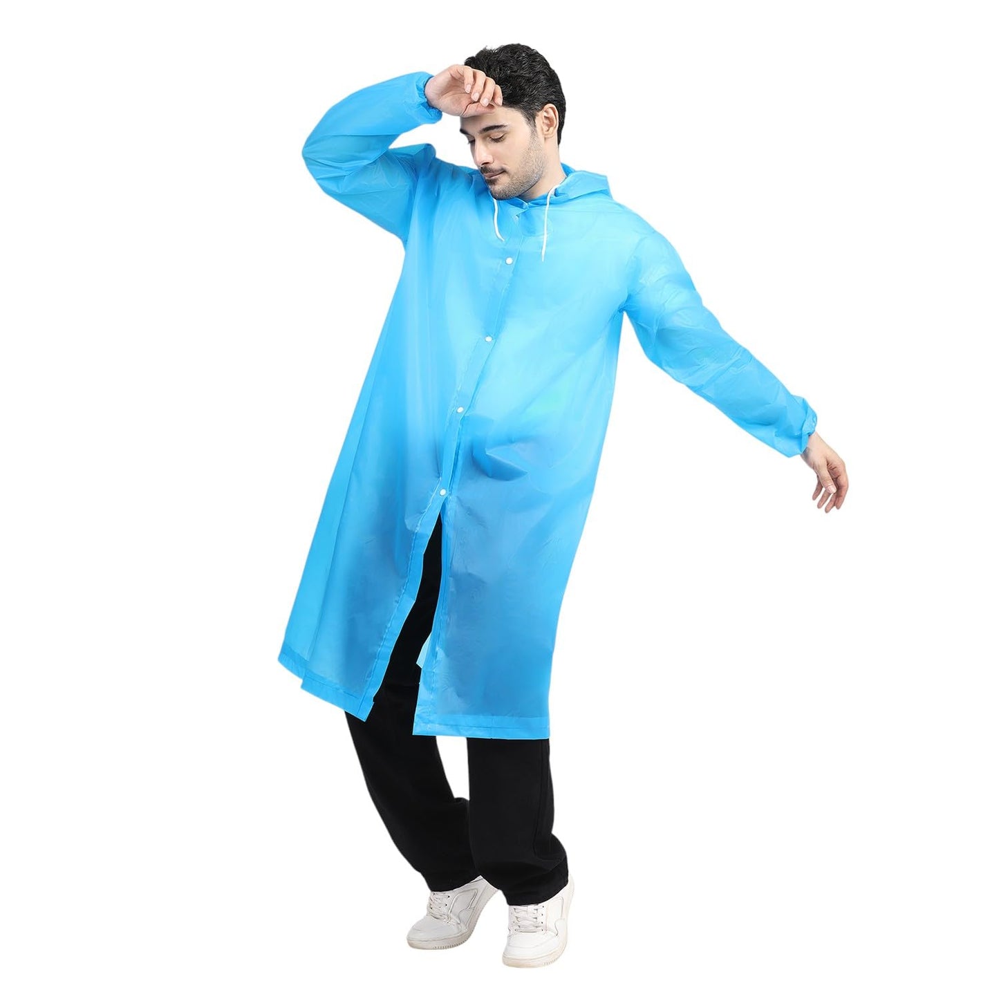 Citizen Eco-Friendly EVA Poncho Raincoat for Men & Women, Lightweight Waterproof Coat with Hood, Adjustable Drawstring, Button Closure & Easy Carry Pouch, Reusable & Durable Outdoor Rainwear