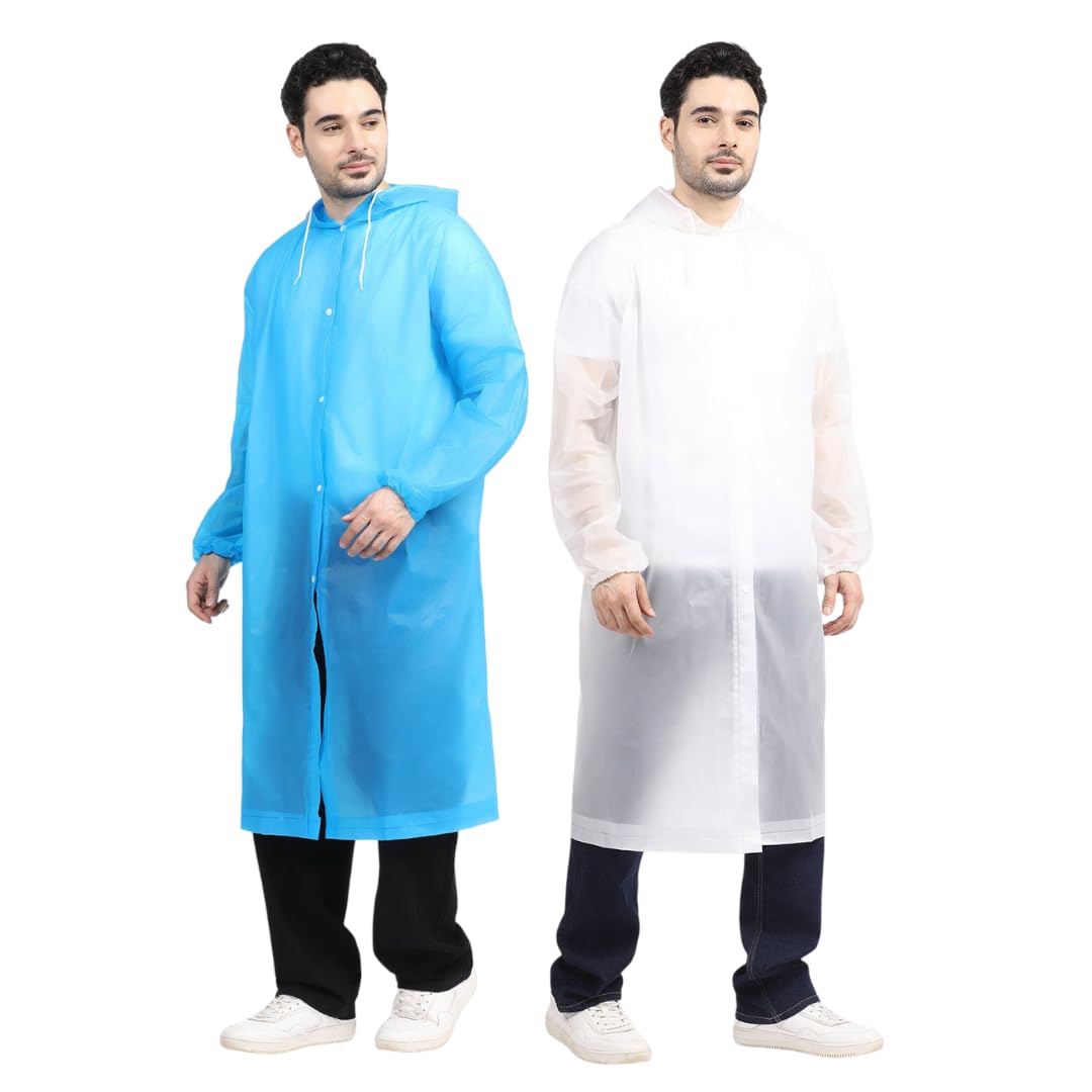 Citizen Eco-Friendly EVA Poncho Raincoat for Men & Women, Lightweight Waterproof Coat with Hood, Adjustable Drawstring, Button Closure & Easy Carry Pouch, Reusable & Durable Outdoor Rainwear