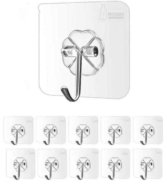 Misamo Enterprise PVC Wall Hooks, Pack of 15, Transparent