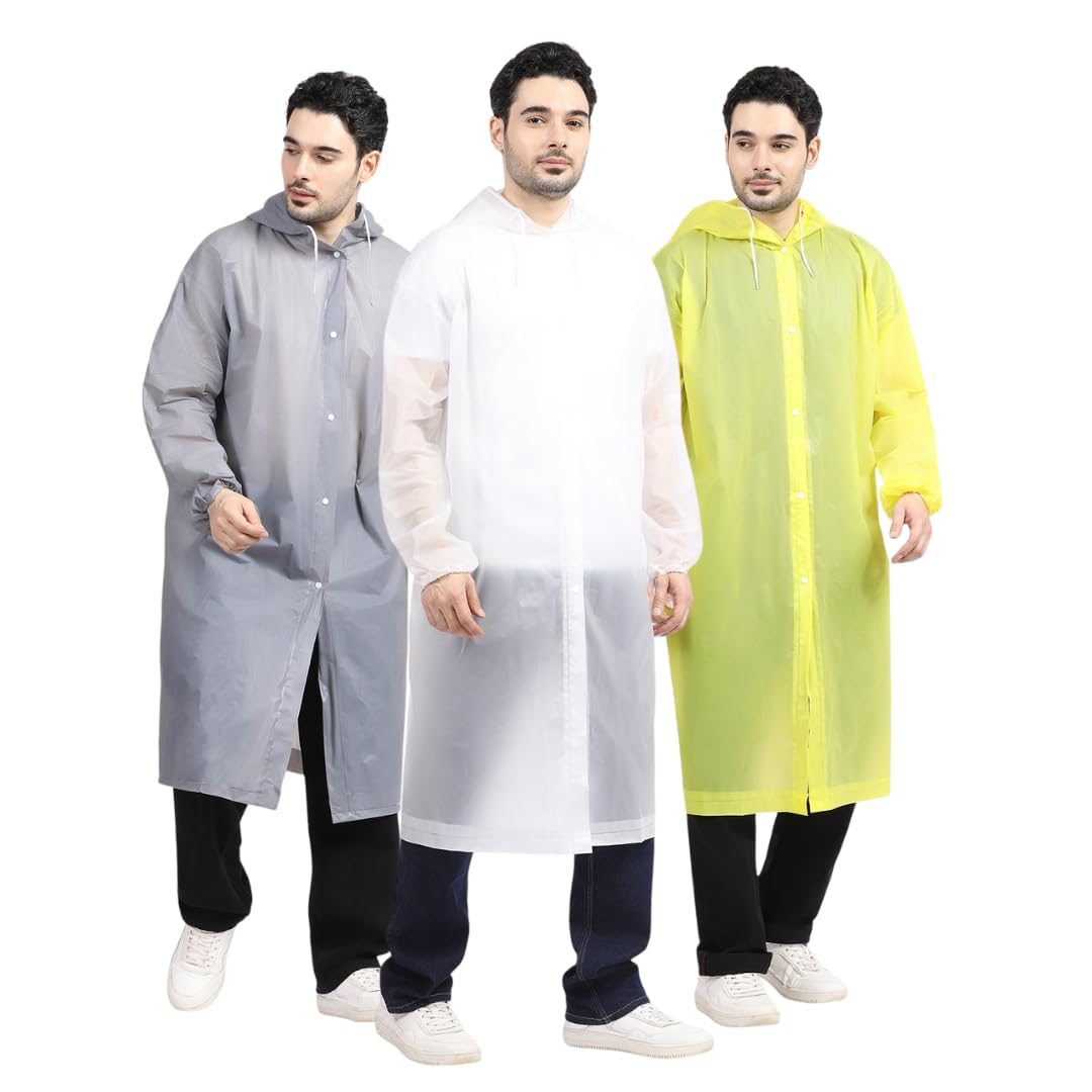 Citizen Eco-Friendly EVA Poncho Raincoat for Men & Women, Lightweight Waterproof Coat with Hood, Adjustable Drawstring, Button Closure & Easy Carry Pouch, Reusable & Durable Outdoor Rainwear