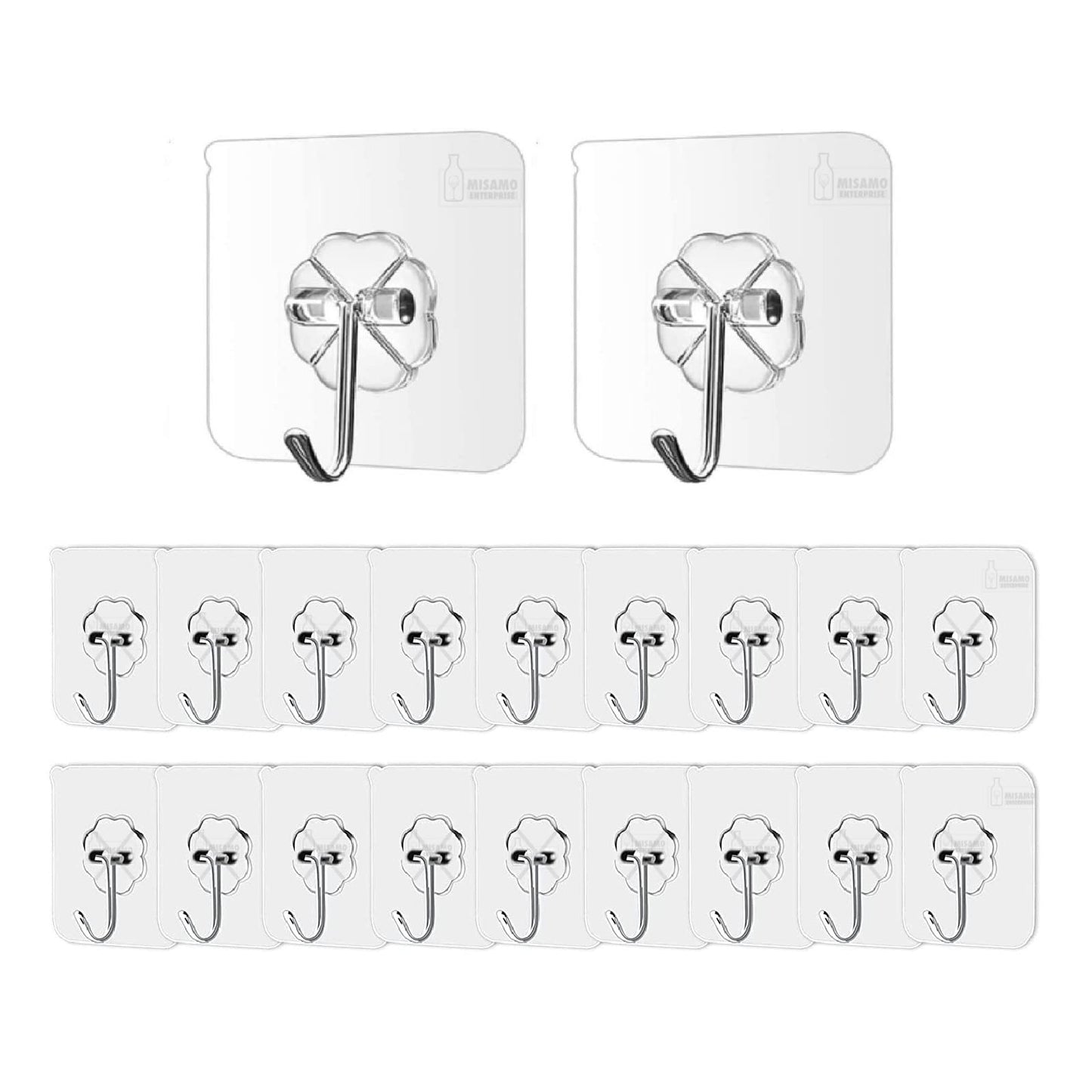 Misamo Enterprise PVC Wall Hooks, Pack of 15, Transparent