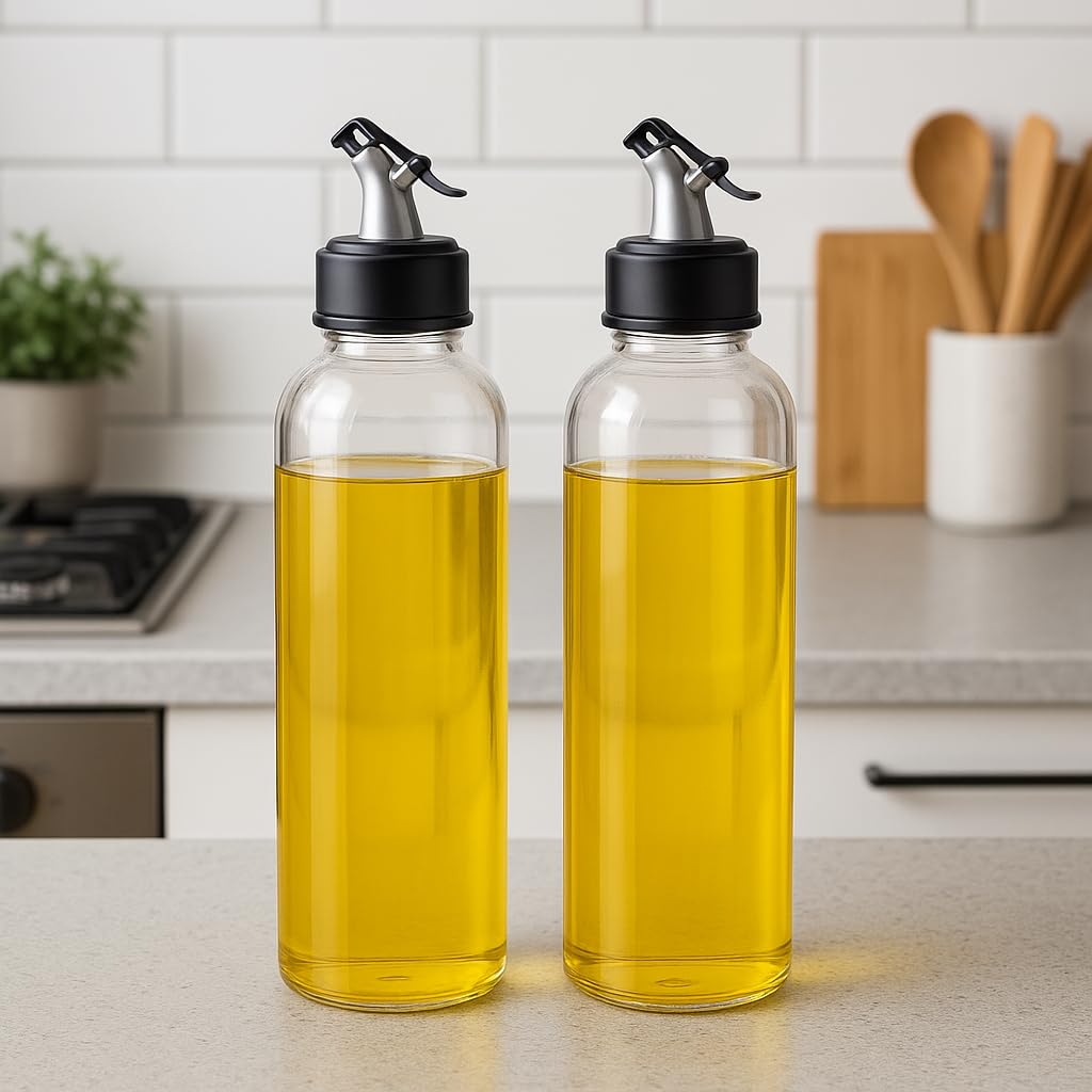 TrendLush SmartPour™ Oil Dispenser Bottles – 1000ml (Set of 2) | Leak-Proof, BPA-Free, with Measuring Scale