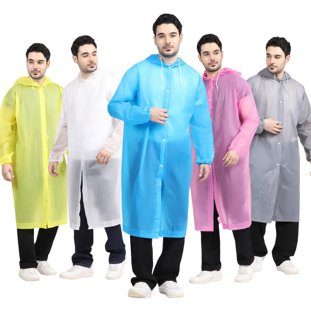 Citizen Eco-Friendly EVA Poncho Raincoat for Men & Women, Lightweight Waterproof Coat with Hood, Adjustable Drawstring, Button Closure & Easy Carry Pouch, Reusable & Durable Outdoor Rainwear