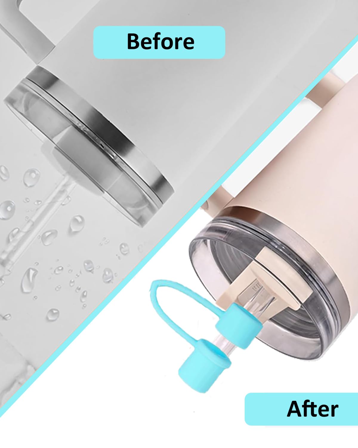 6 PCS Stanley Cup Accessories - Straw Cover and Protector, Cute Topper for Sippy Cups, Reusable (Excluding Cups) (White)