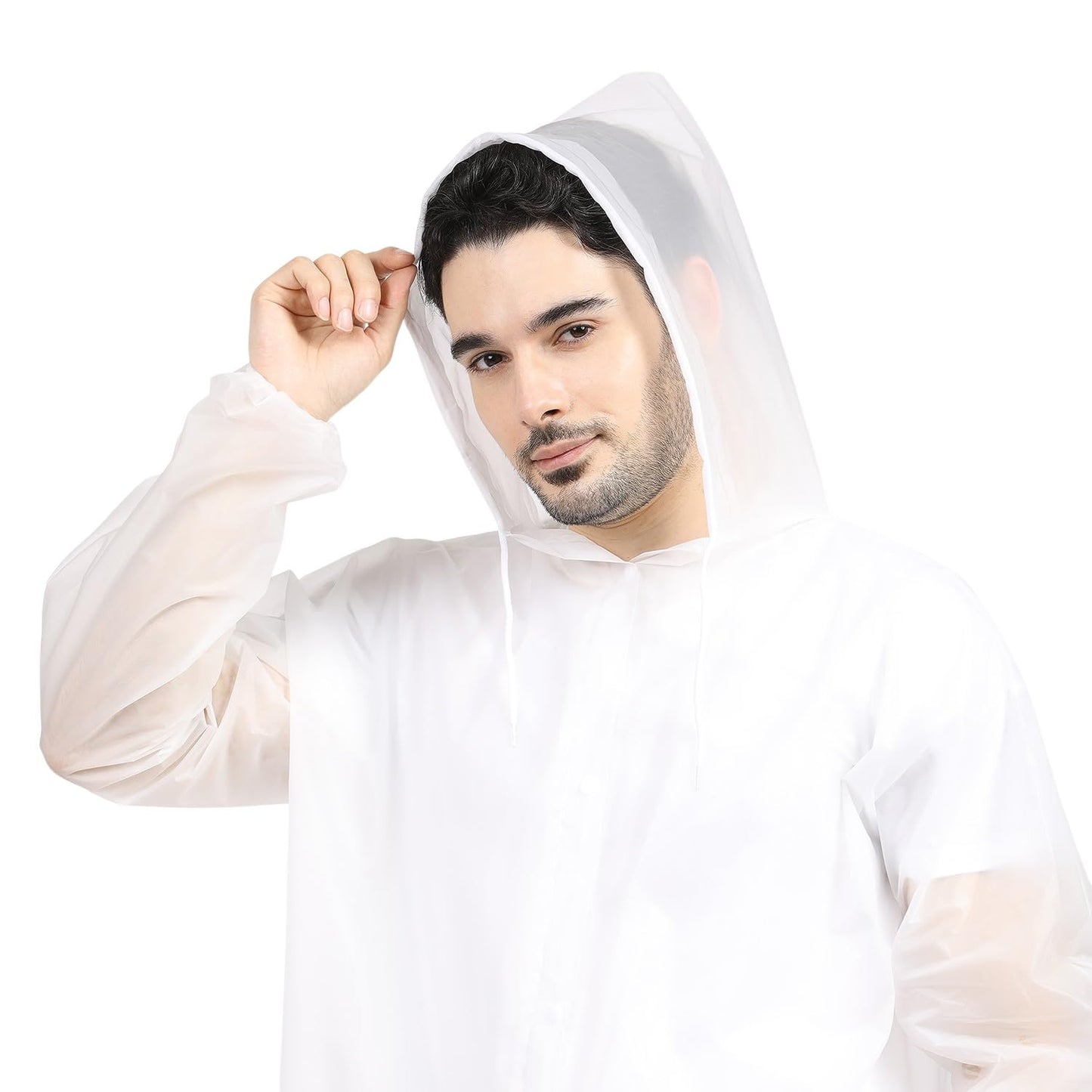 Citizen Eco-Friendly EVA Poncho Raincoat for Men & Women, Lightweight Waterproof Coat with Hood, Adjustable Drawstring, Button Closure & Easy Carry Pouch, Reusable & Durable Outdoor Rainwear