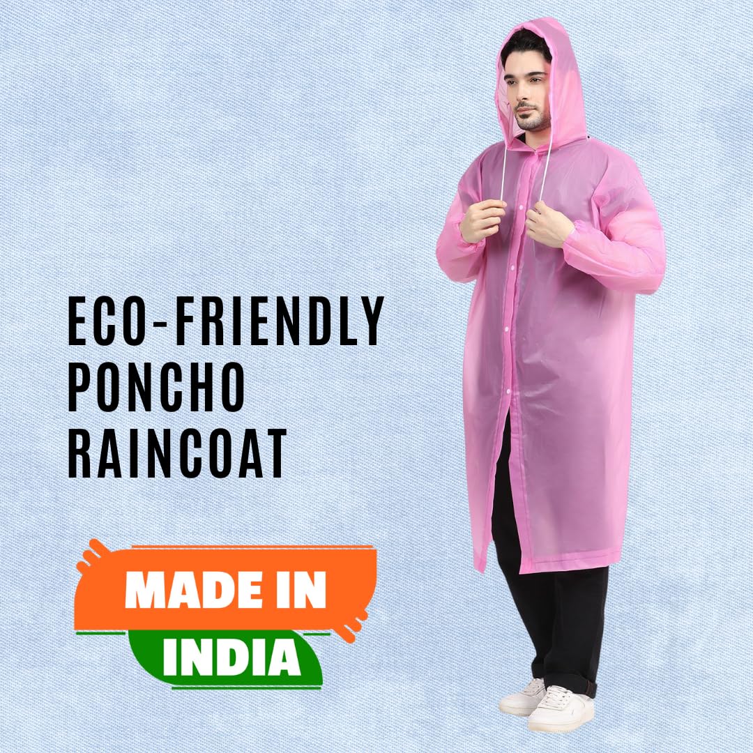 Citizen Eco-Friendly EVA Poncho Raincoat for Men & Women, Lightweight Waterproof Coat with Hood, Adjustable Drawstring, Button Closure & Easy Carry Pouch, Reusable & Durable Outdoor Rainwear