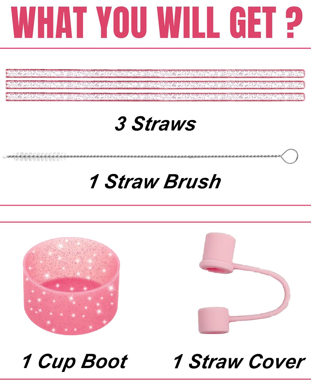 6 PCS Stanley Cup Accessories - Straw Cover and Protector, Cute Topper for Sippy Cups, Reusable (Excluding Cups) (White)