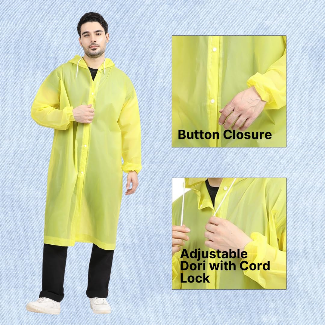 Citizen Eco-Friendly EVA Poncho Raincoat for Men & Women, Lightweight Waterproof Coat with Hood, Adjustable Drawstring, Button Closure & Easy Carry Pouch, Reusable & Durable Outdoor Rainwear