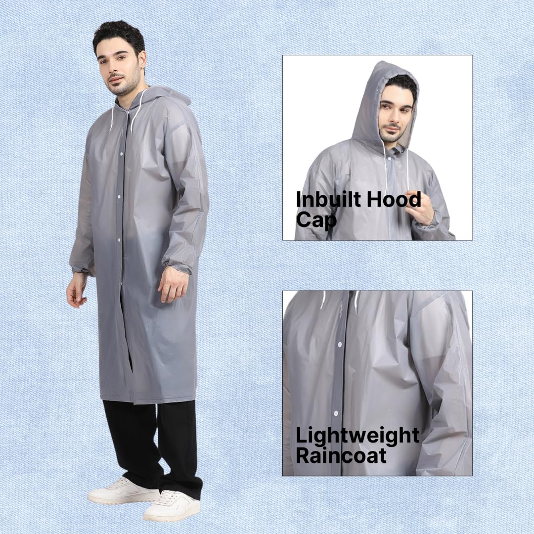 Citizen Eco-Friendly EVA Poncho Raincoat for Men & Women, Lightweight Waterproof Coat with Hood, Adjustable Drawstring, Button Closure & Easy Carry Pouch, Reusable & Durable Outdoor Rainwear