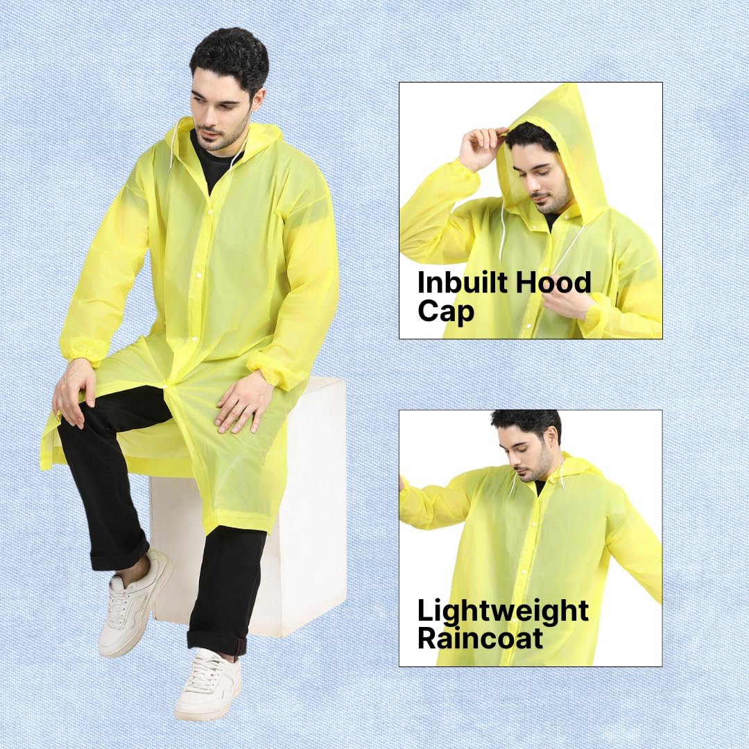 Citizen Eco-Friendly EVA Poncho Raincoat for Men & Women, Lightweight Waterproof Coat with Hood, Adjustable Drawstring, Button Closure & Easy Carry Pouch, Reusable & Durable Outdoor Rainwear