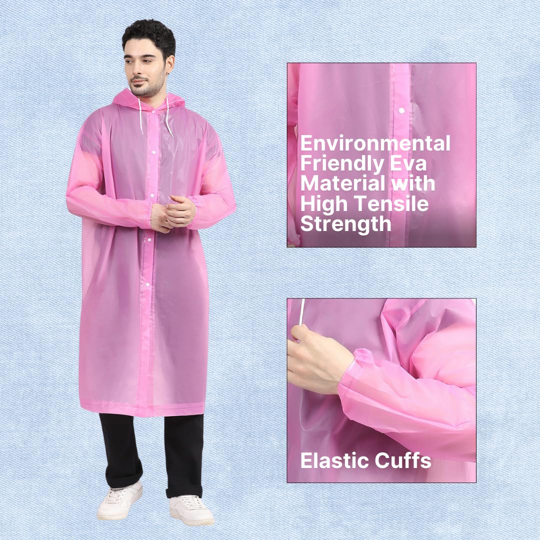 Citizen Eco-Friendly EVA Poncho Raincoat for Men & Women, Lightweight Waterproof Coat with Hood, Adjustable Drawstring, Button Closure & Easy Carry Pouch, Reusable & Durable Outdoor Rainwear