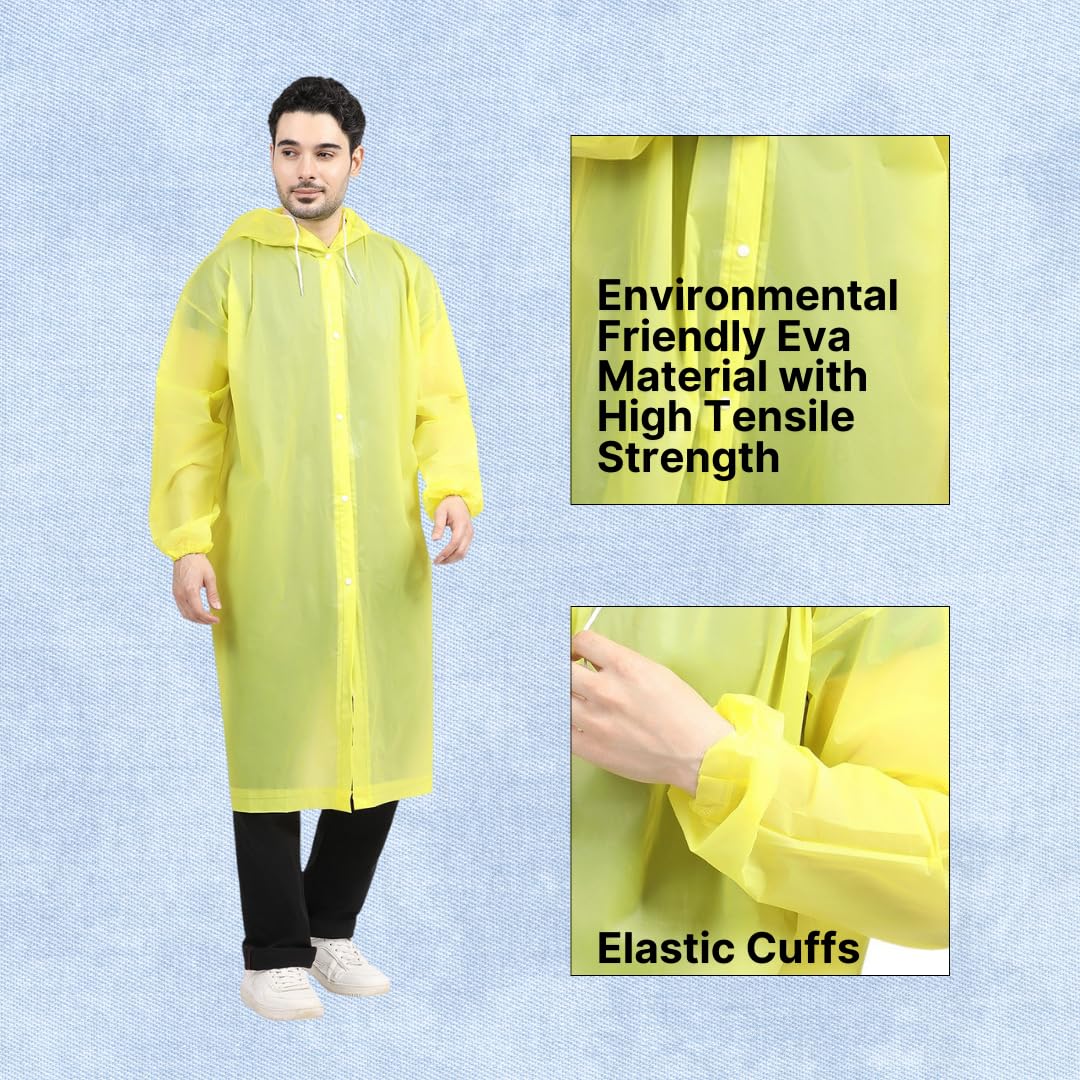 Citizen Eco-Friendly EVA Poncho Raincoat for Men & Women, Lightweight Waterproof Coat with Hood, Adjustable Drawstring, Button Closure & Easy Carry Pouch, Reusable & Durable Outdoor Rainwear