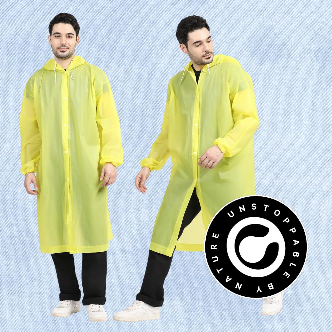 Citizen Eco-Friendly EVA Poncho Raincoat for Men & Women, Lightweight Waterproof Coat with Hood, Adjustable Drawstring, Button Closure & Easy Carry Pouch, Reusable & Durable Outdoor Rainwear