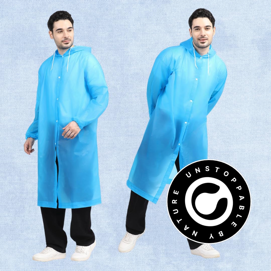 Citizen Eco-Friendly EVA Poncho Raincoat for Men & Women, Lightweight Waterproof Coat with Hood, Adjustable Drawstring, Button Closure & Easy Carry Pouch, Reusable & Durable Outdoor Rainwear