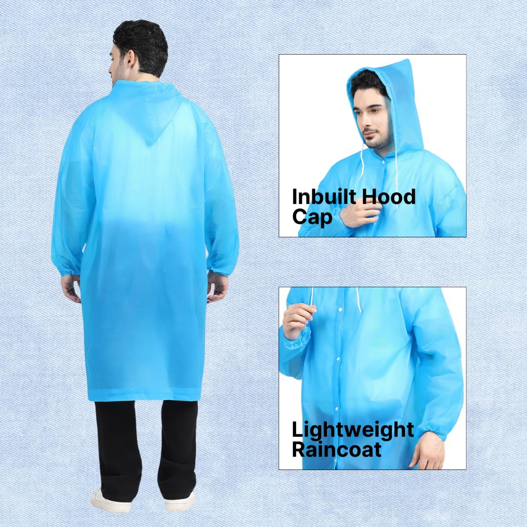 Citizen Eco-Friendly EVA Poncho Raincoat for Men & Women, Lightweight Waterproof Coat with Hood, Adjustable Drawstring, Button Closure & Easy Carry Pouch, Reusable & Durable Outdoor Rainwear