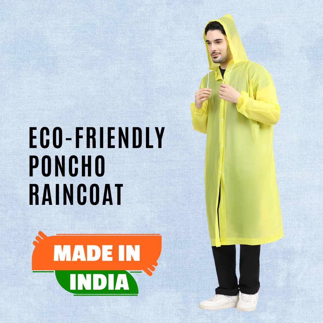 Citizen Eco-Friendly EVA Poncho Raincoat for Men & Women, Lightweight Waterproof Coat with Hood, Adjustable Drawstring, Button Closure & Easy Carry Pouch, Reusable & Durable Outdoor Rainwear