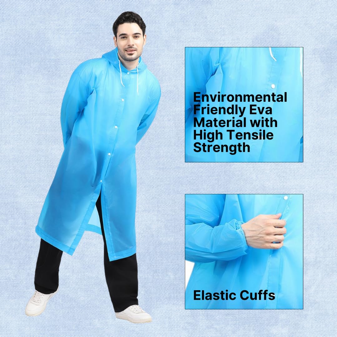 Citizen Eco-Friendly EVA Poncho Raincoat for Men & Women, Lightweight Waterproof Coat with Hood, Adjustable Drawstring, Button Closure & Easy Carry Pouch, Reusable & Durable Outdoor Rainwear