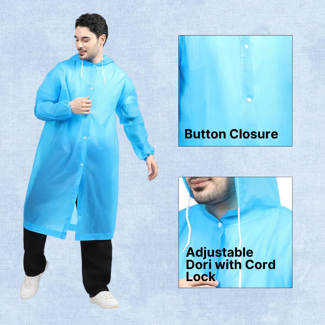 Citizen Eco-Friendly EVA Poncho Raincoat for Men & Women, Lightweight Waterproof Coat with Hood, Adjustable Drawstring, Button Closure & Easy Carry Pouch, Reusable & Durable Outdoor Rainwear
