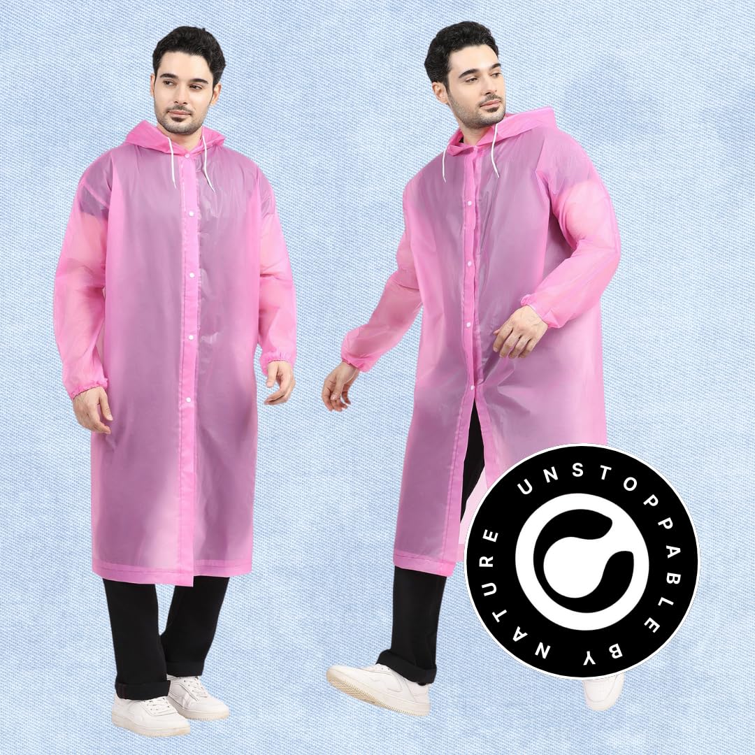 Citizen Eco-Friendly EVA Poncho Raincoat for Men & Women, Lightweight Waterproof Coat with Hood, Adjustable Drawstring, Button Closure & Easy Carry Pouch, Reusable & Durable Outdoor Rainwear