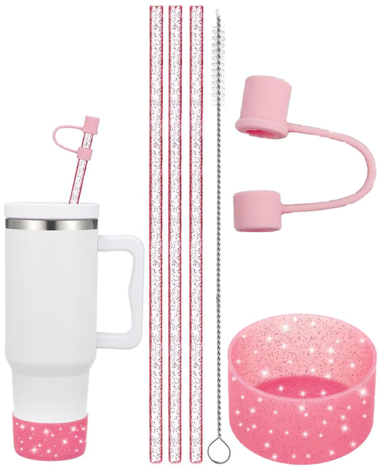 6 PCS Stanley Cup Accessories - Straw Cover and Protector, Cute Topper for Sippy Cups, Reusable (Excluding Cups) (White)