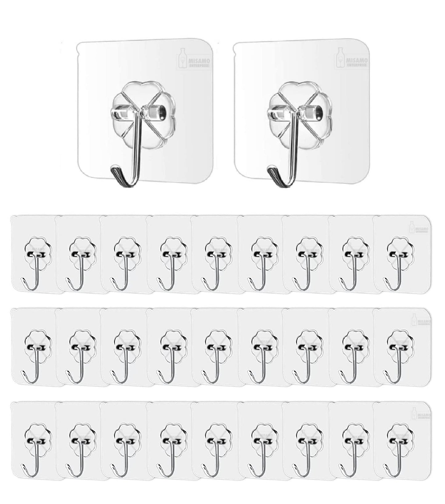 Misamo Enterprise PVC Wall Hooks, Pack of 15, Transparent