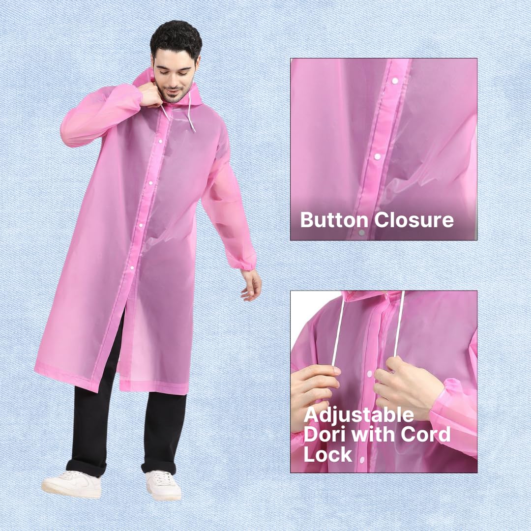 Citizen Eco-Friendly EVA Poncho Raincoat for Men & Women, Lightweight Waterproof Coat with Hood, Adjustable Drawstring, Button Closure & Easy Carry Pouch, Reusable & Durable Outdoor Rainwear