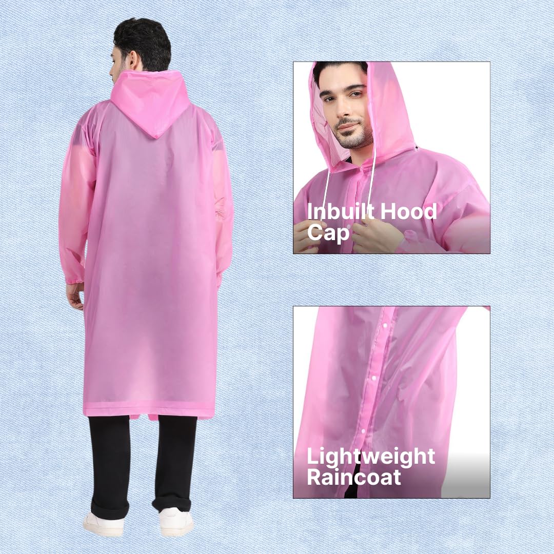 Citizen Eco-Friendly EVA Poncho Raincoat for Men & Women, Lightweight Waterproof Coat with Hood, Adjustable Drawstring, Button Closure & Easy Carry Pouch, Reusable & Durable Outdoor Rainwear