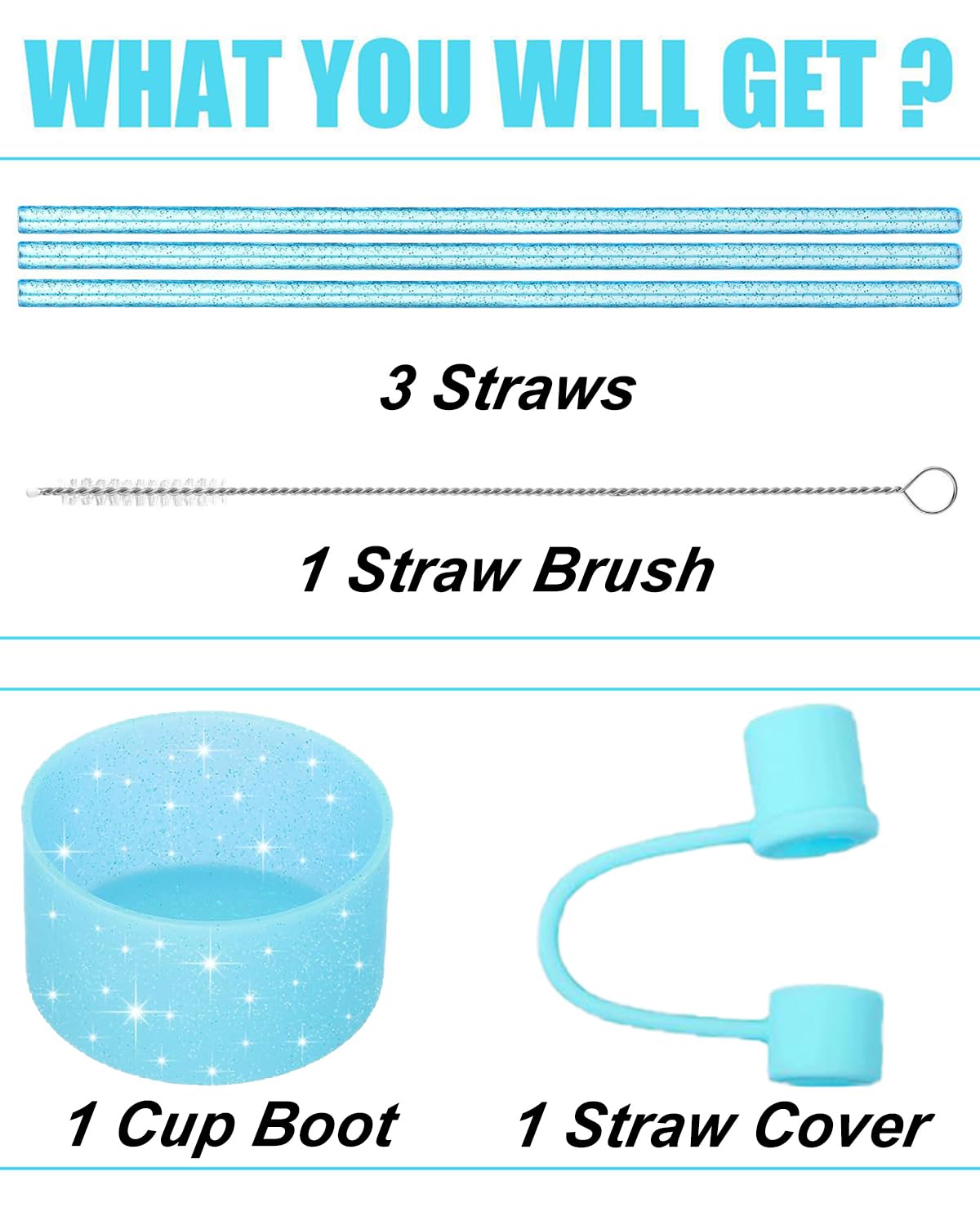6 PCS Stanley Cup Accessories - Straw Cover and Protector, Cute Topper for Sippy Cups, Reusable (Excluding Cups) (White)