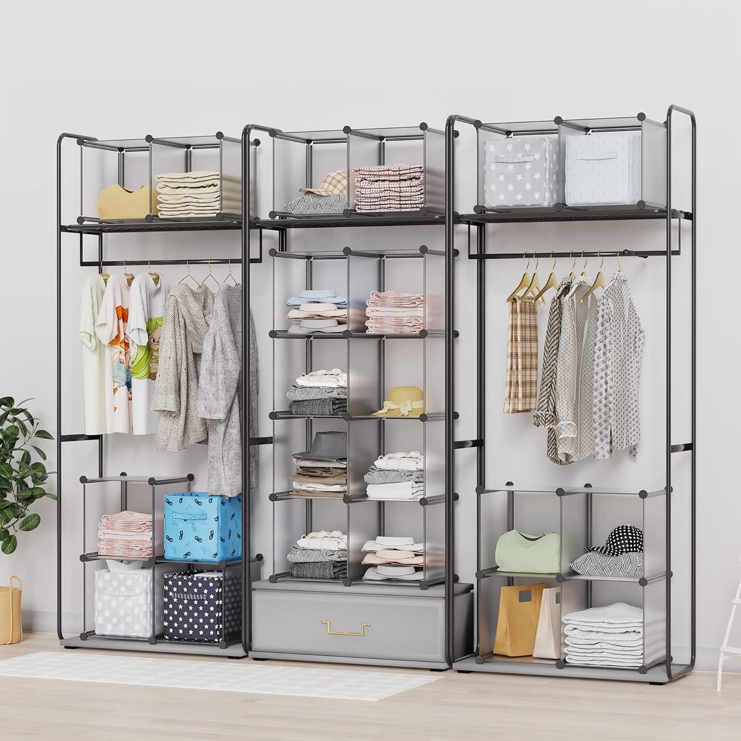 HOMIDEC, 9-Cube Closet Organizers, Portable Storage Shelves For Clothes, Garment Racks, Closet, Wardrobe