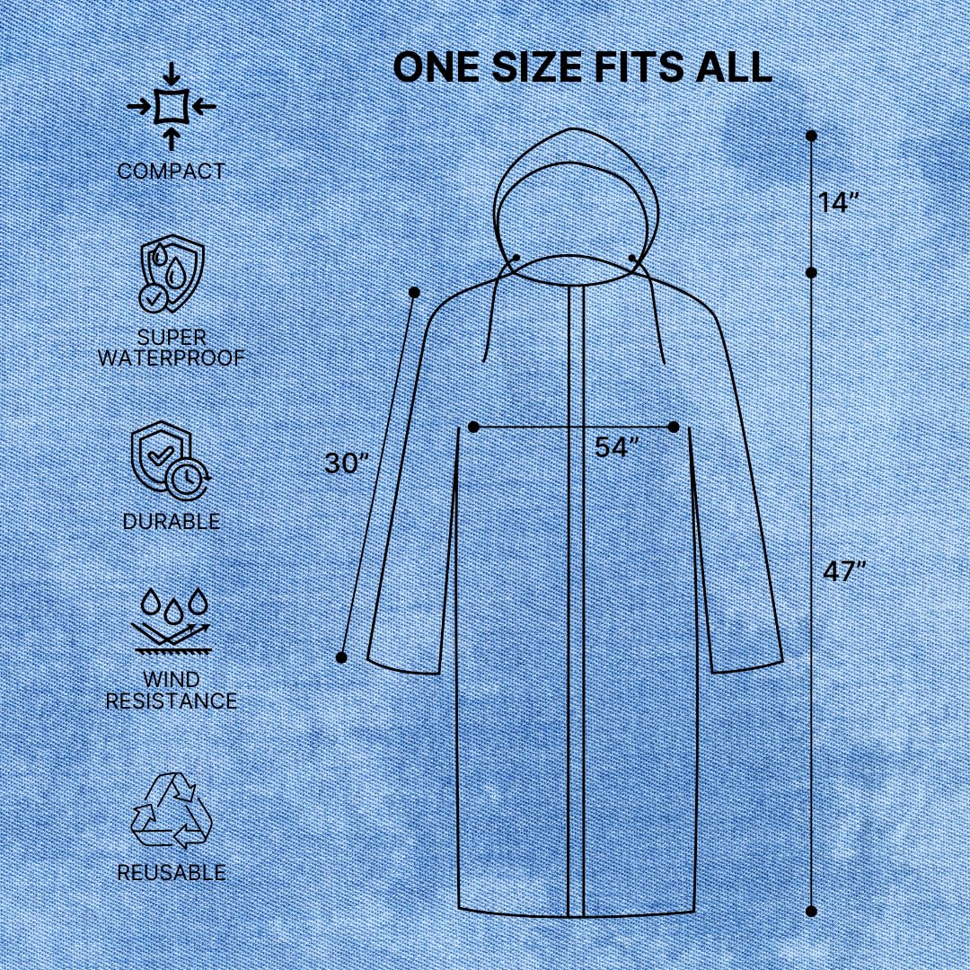 Citizen Eco-Friendly EVA Poncho Raincoat for Men & Women, Lightweight Waterproof Coat with Hood, Adjustable Drawstring, Button Closure & Easy Carry Pouch, Reusable & Durable Outdoor Rainwear