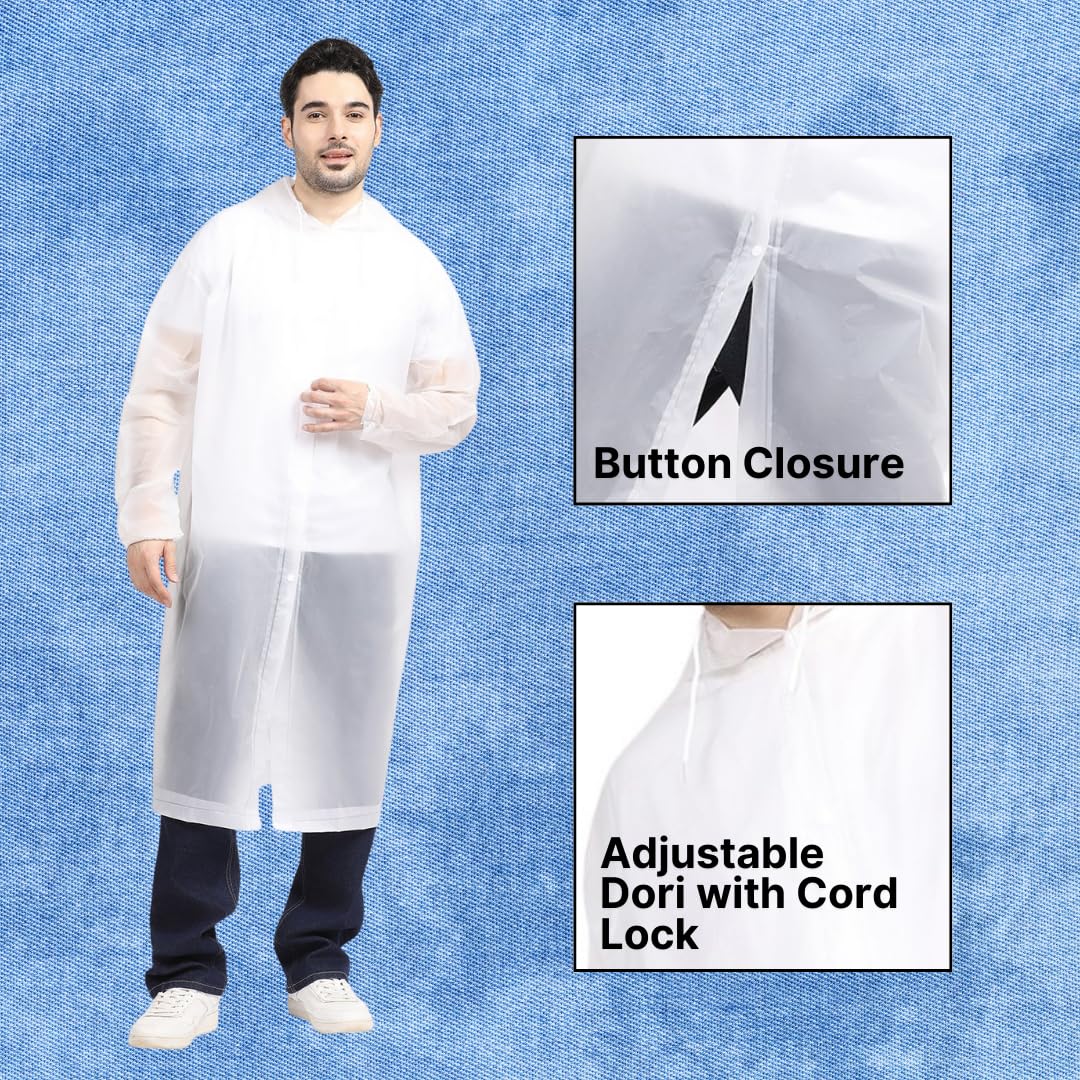 Citizen Eco-Friendly EVA Poncho Raincoat for Men & Women, Lightweight Waterproof Coat with Hood, Adjustable Drawstring, Button Closure & Easy Carry Pouch, Reusable & Durable Outdoor Rainwear