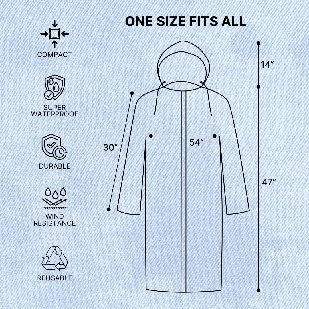 Citizen Eco-Friendly EVA Poncho Raincoat for Men & Women, Lightweight Waterproof Coat with Hood, Adjustable Drawstring, Button Closure & Easy Carry Pouch, Reusable & Durable Outdoor Rainwear