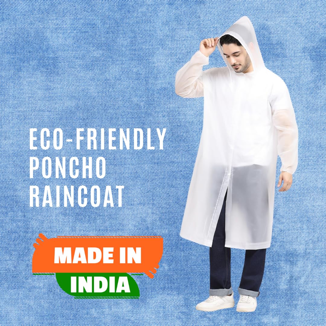Citizen Eco-Friendly EVA Poncho Raincoat for Men & Women, Lightweight Waterproof Coat with Hood, Adjustable Drawstring, Button Closure & Easy Carry Pouch, Reusable & Durable Outdoor Rainwear